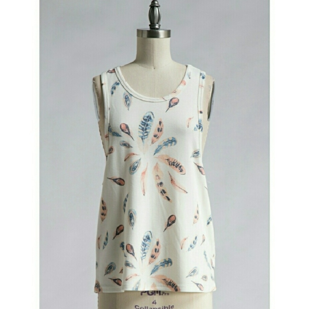 Distressed Back Feather Tank - Picture 2 of 3